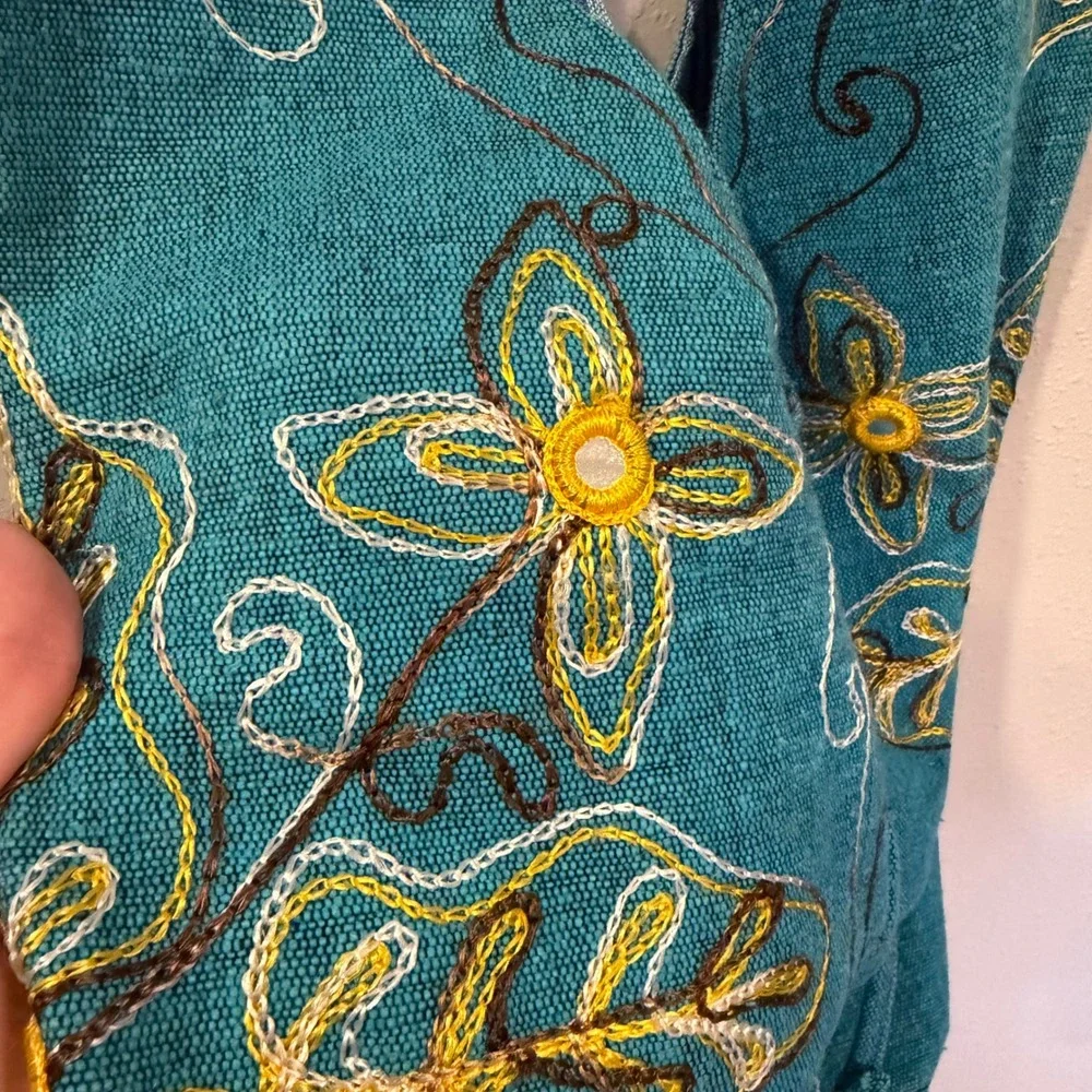 Rising International Hobo Bag Women Teal Embroidered Floral Boho Nepal Hippie